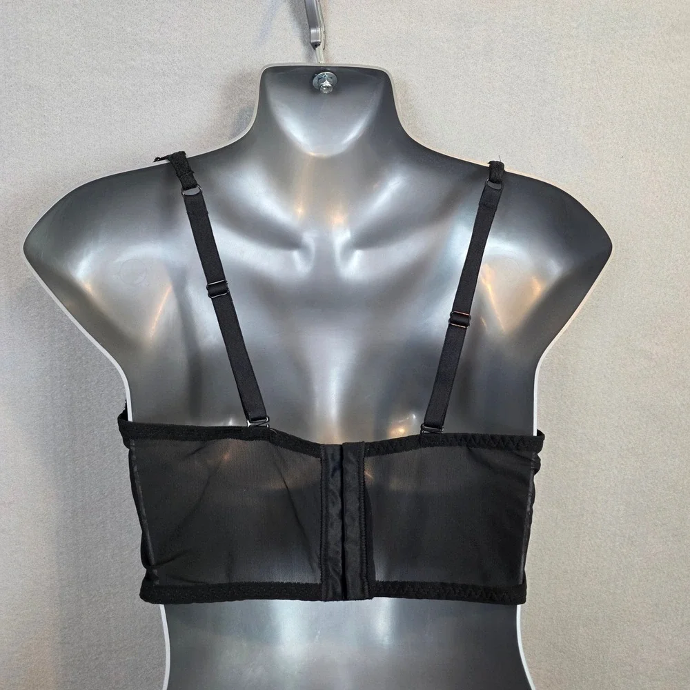 Leonisa Milan Sheer Lace Bustier Bralette with Underwire Floral Longline Bra 38B - Picture 6 of 13